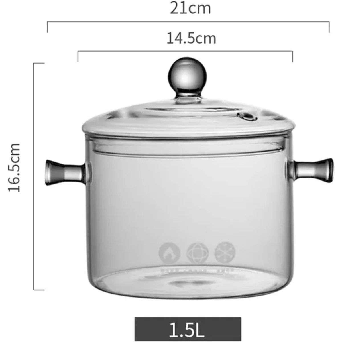 GENERICO - Olla Vidrio de borosilicato Resistente al Calor