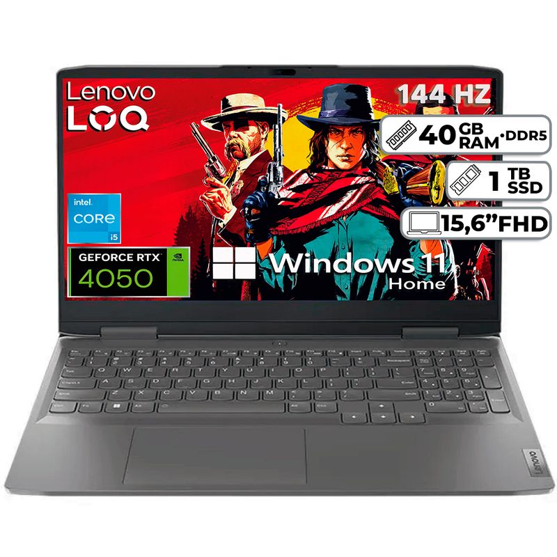 LENOVO - Portátil Lenovo Gamer LOQ 15IRH8 Intel Core i5-13420H 40GB RAM 1TB SSD RTX 4050 WIN 11 HOME 15.6”FHD