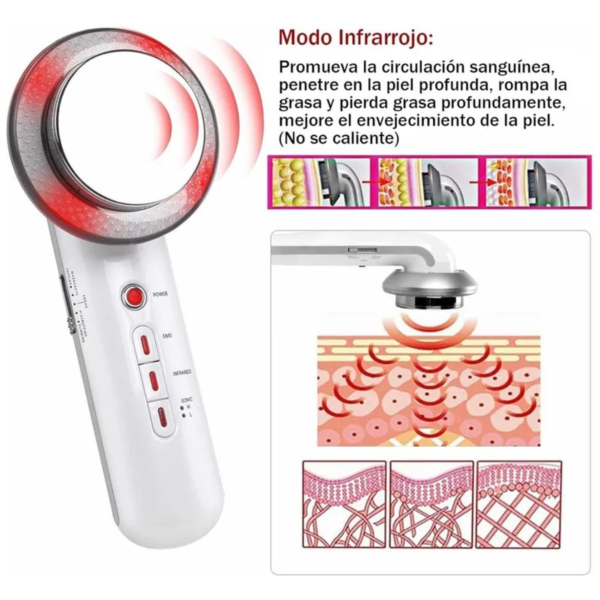 GENERICO - Masajeador corporal 3 en1 ultrasonido cavitación ems adelgazante fotón