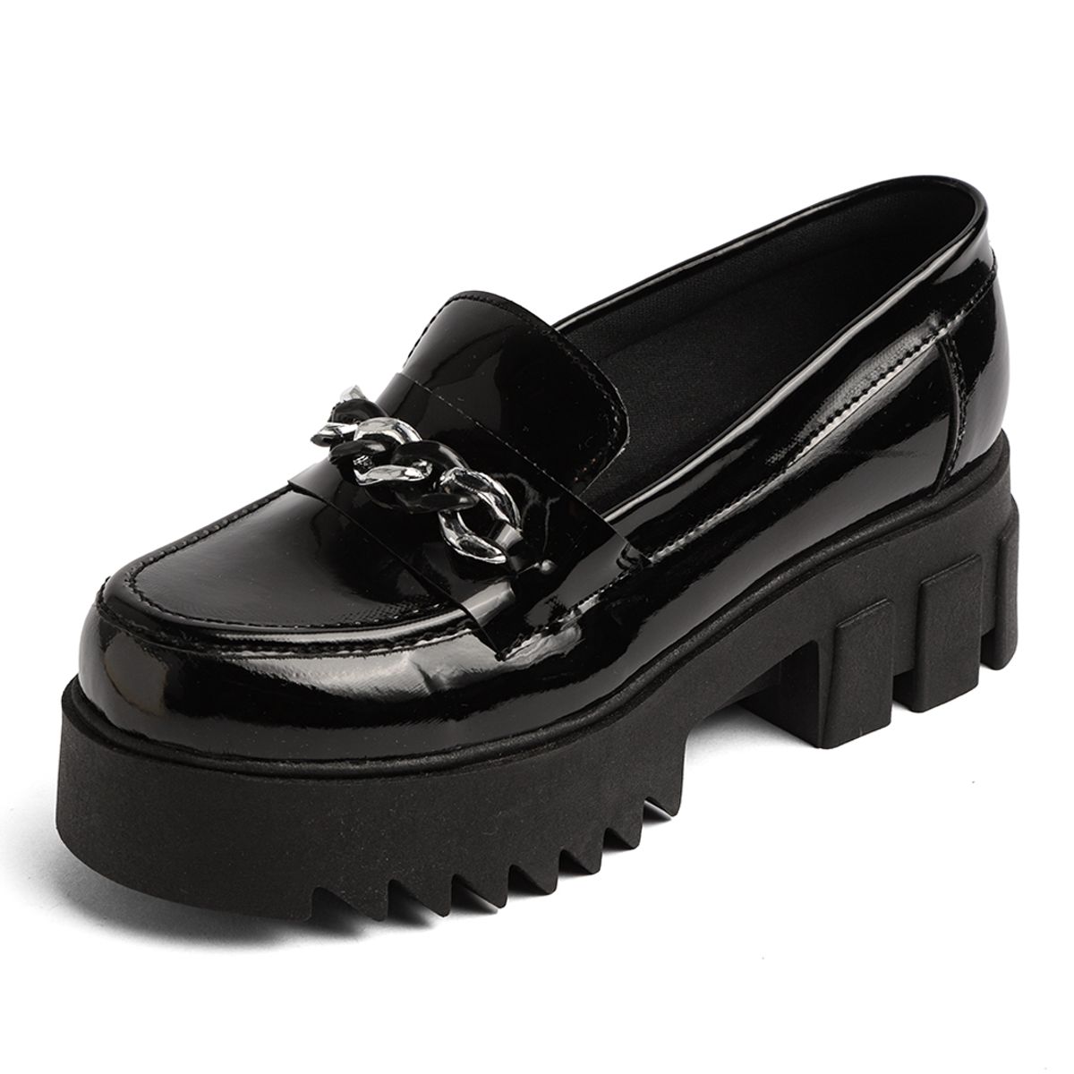SEVENTEEN - MOCASIN NEGRO CHAROL CON HERRAJE COMBINADO SEVENTEEN TEFFA