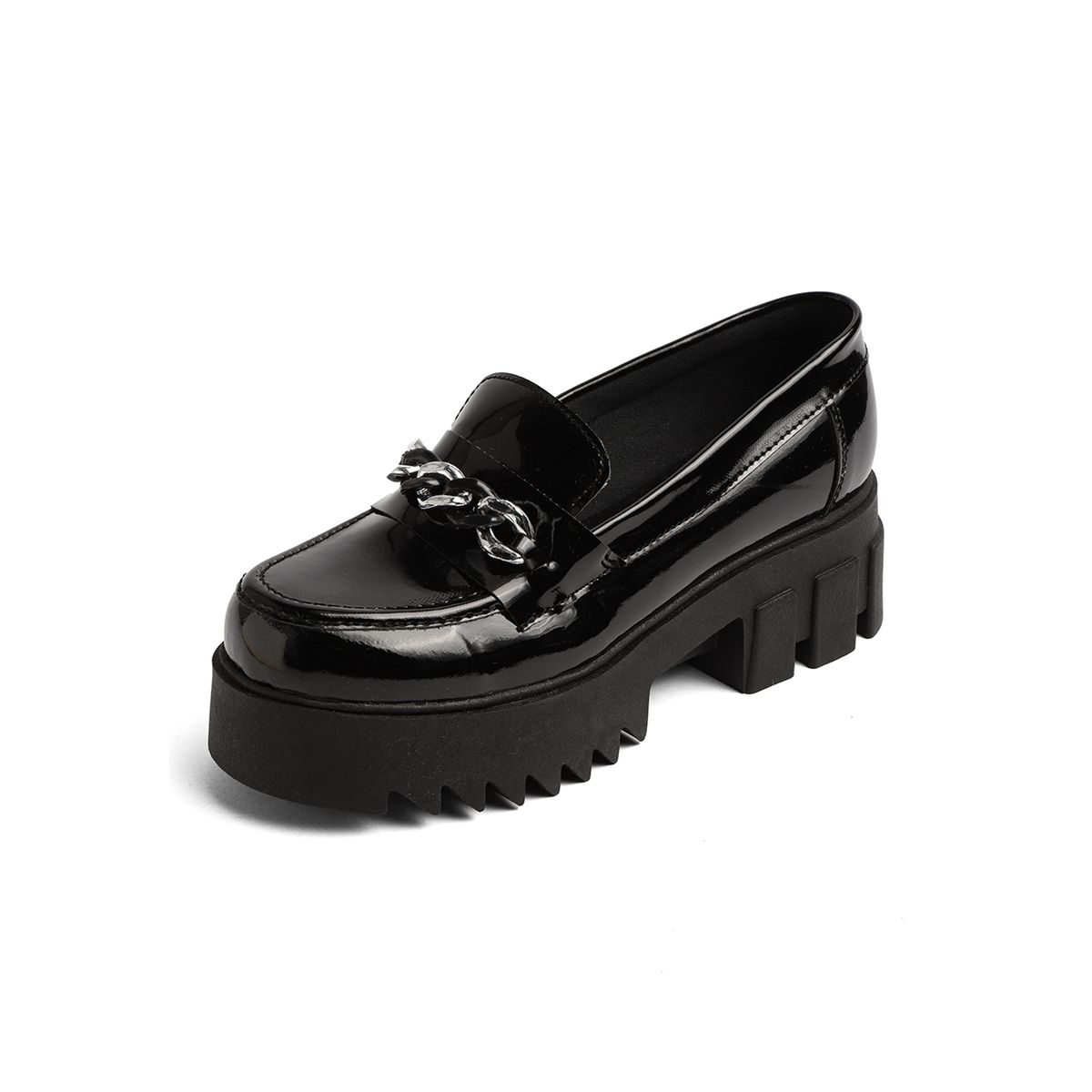 SEVENTEEN - MOCASIN NEGRO CHAROL CON HERRAJE COMBINADO SEVENTEEN TEFFA