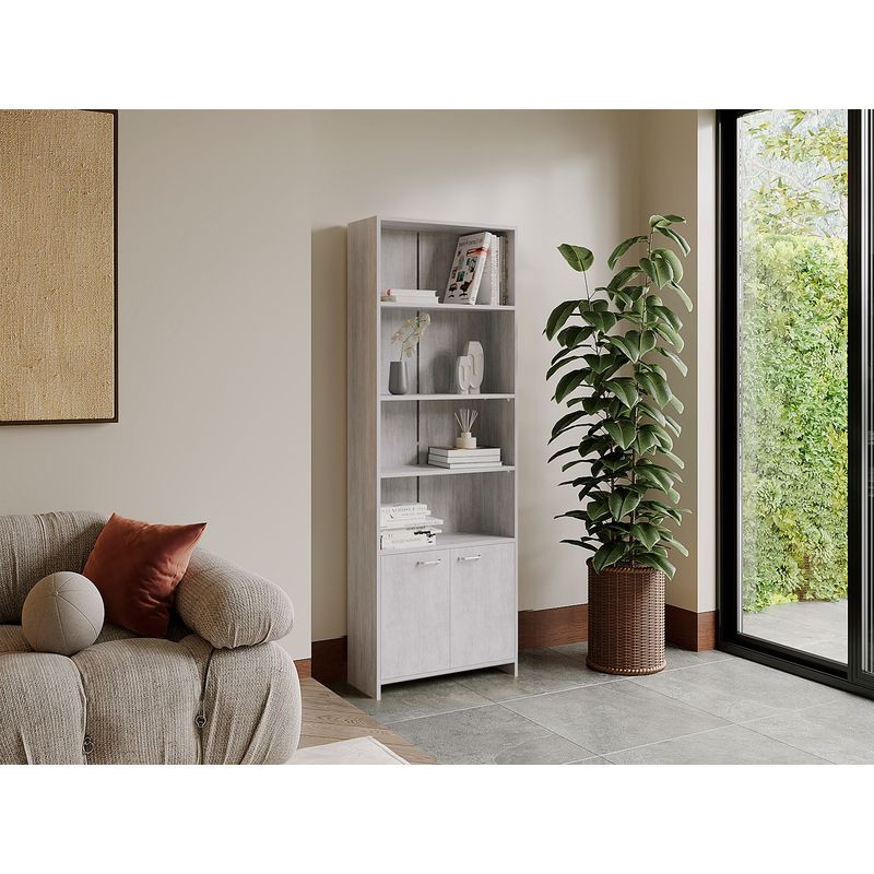 RTA MUEBLES - Biblioteca Lisa 1.80 Con Puerta color Cemento BLT 12295 RTA