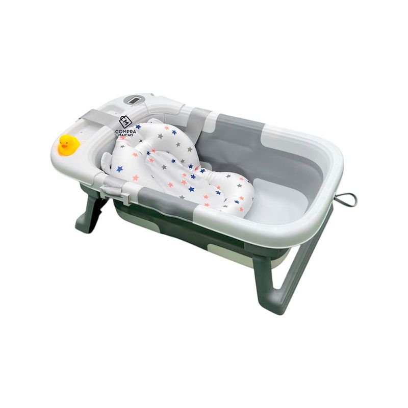 BEBESUNITA - Bañera Tina Plegable Para Bebé Con Termometro + Cojín Malla