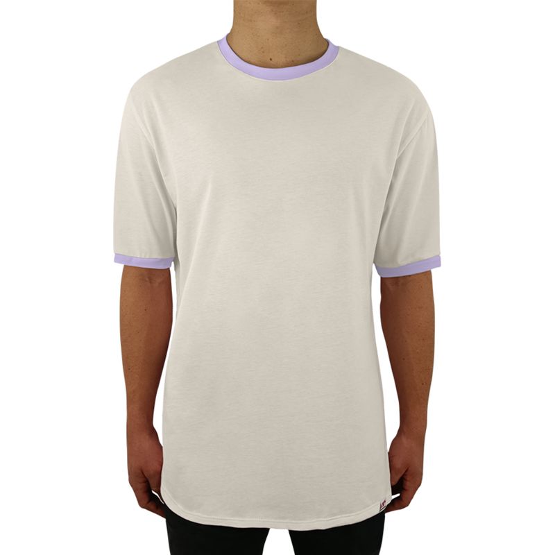 FUERA DEL MOLDE - Camiseta Clásica Básica Premium Bicolor Unisex Hueso Lila
