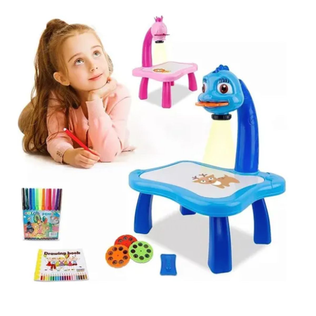 GENERICO - Mesa de dibujo para niños con proyector + 12 lápiz