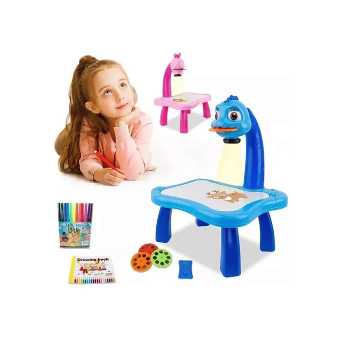 GENERICO - Mesa de dibujo para niños con proyector + 12 lápiz