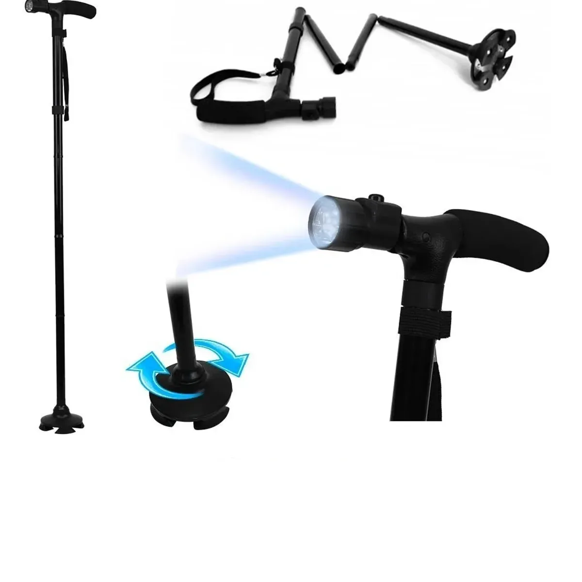 SKY - Trusty Cane Baston Ortopedico Plegable Con Linterna Luz Led