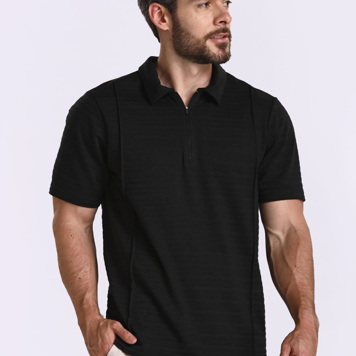 BELIFE - Camiseta polo negra para hombre
