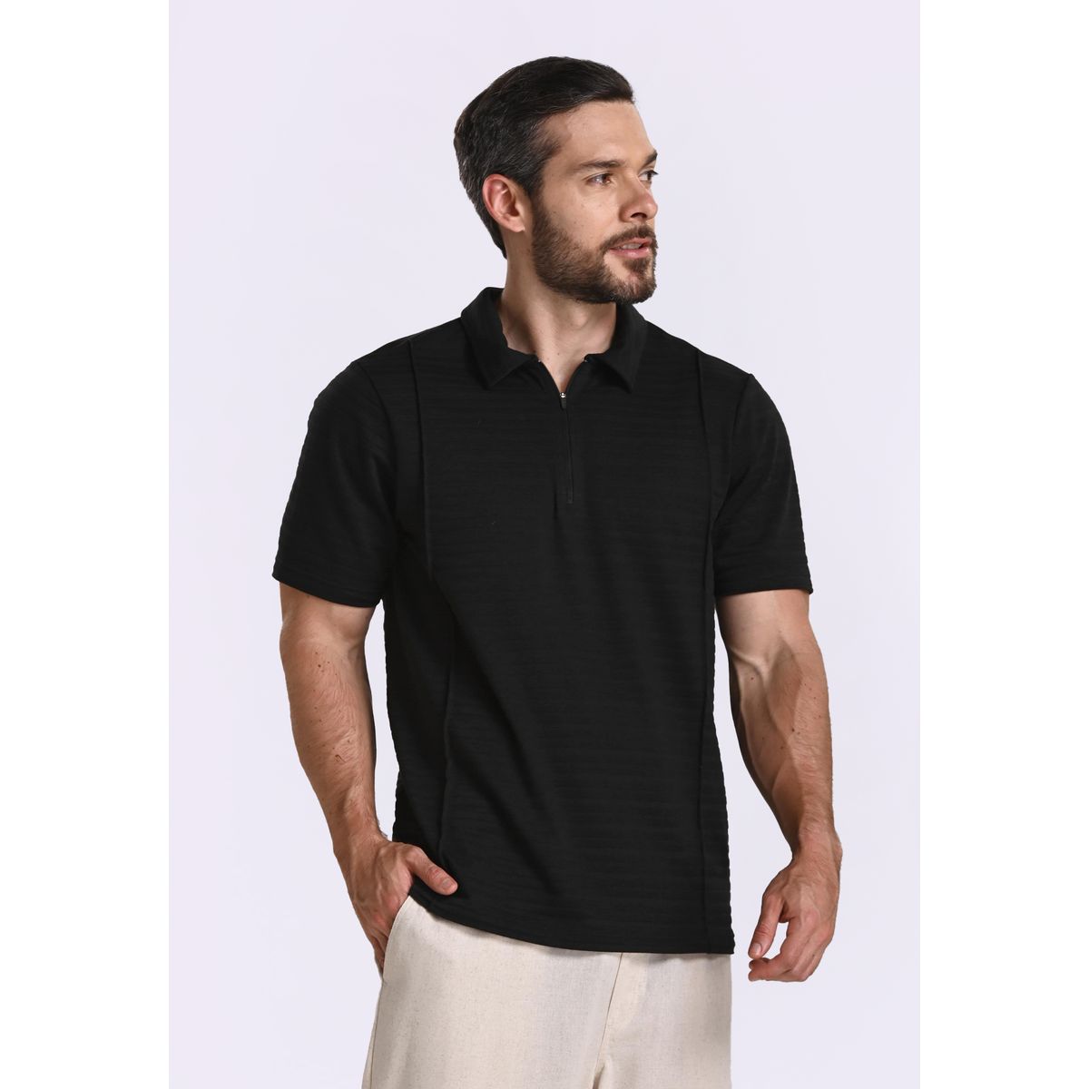 BELIFE - Camiseta polo negra para hombre