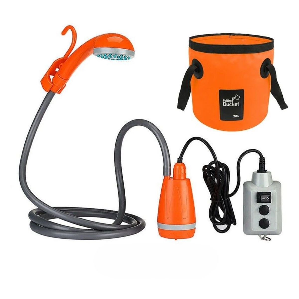 ZHOPI CO - Ducha Portátil Eléctrica Con Bomba De Agua Y Cubo Plegable