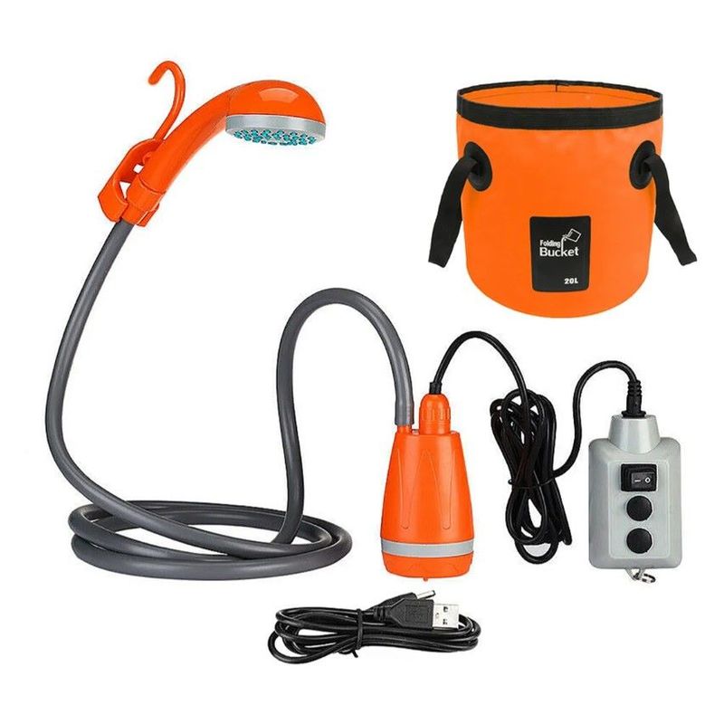 ZHOPI CO - Ducha Portátil Eléctrica Con Bomba De Agua Y Cubo Plegable