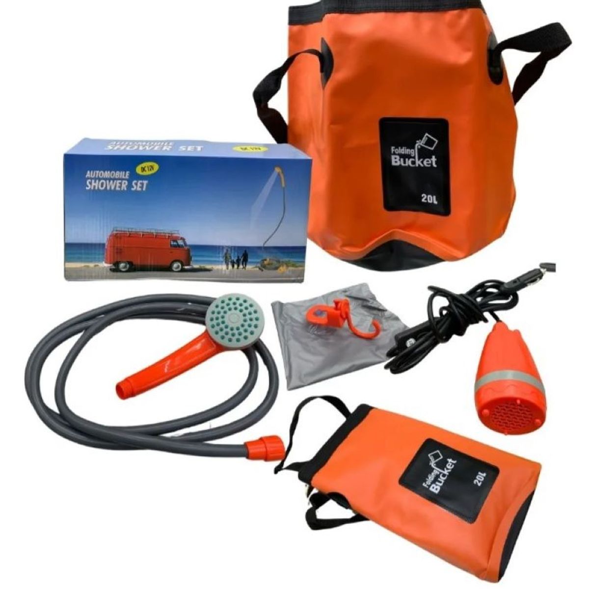 ZHOPI CO - Ducha Portátil Eléctrica Con Bomba De Agua Y Cubo Plegable