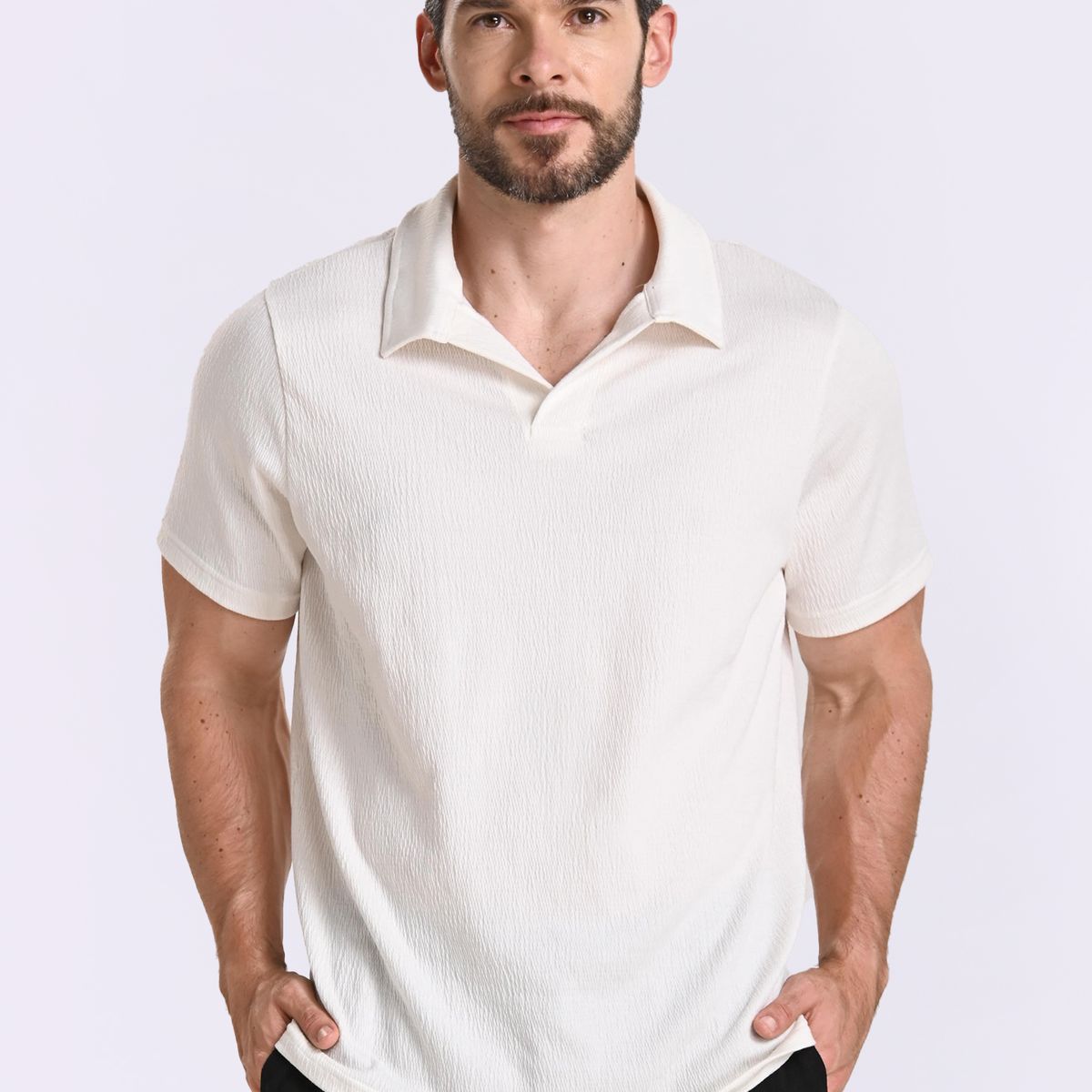 BELIFE - Camiseta polo ivory para hombre