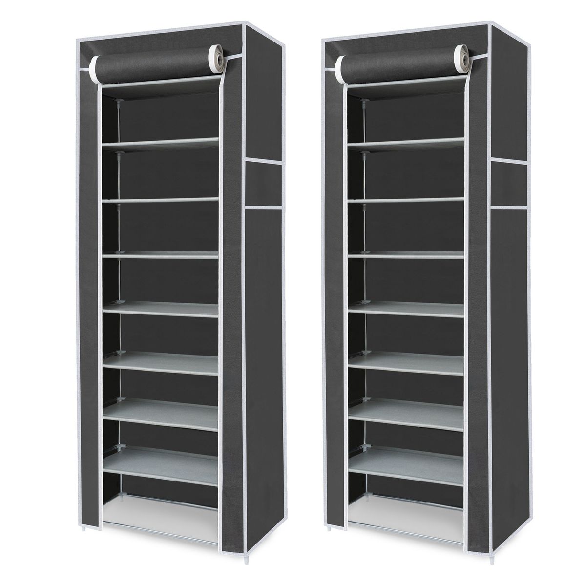 ENERGY PLUS - Set x2 Armario Organizador Zapatos 9 Niveles con Cubierta