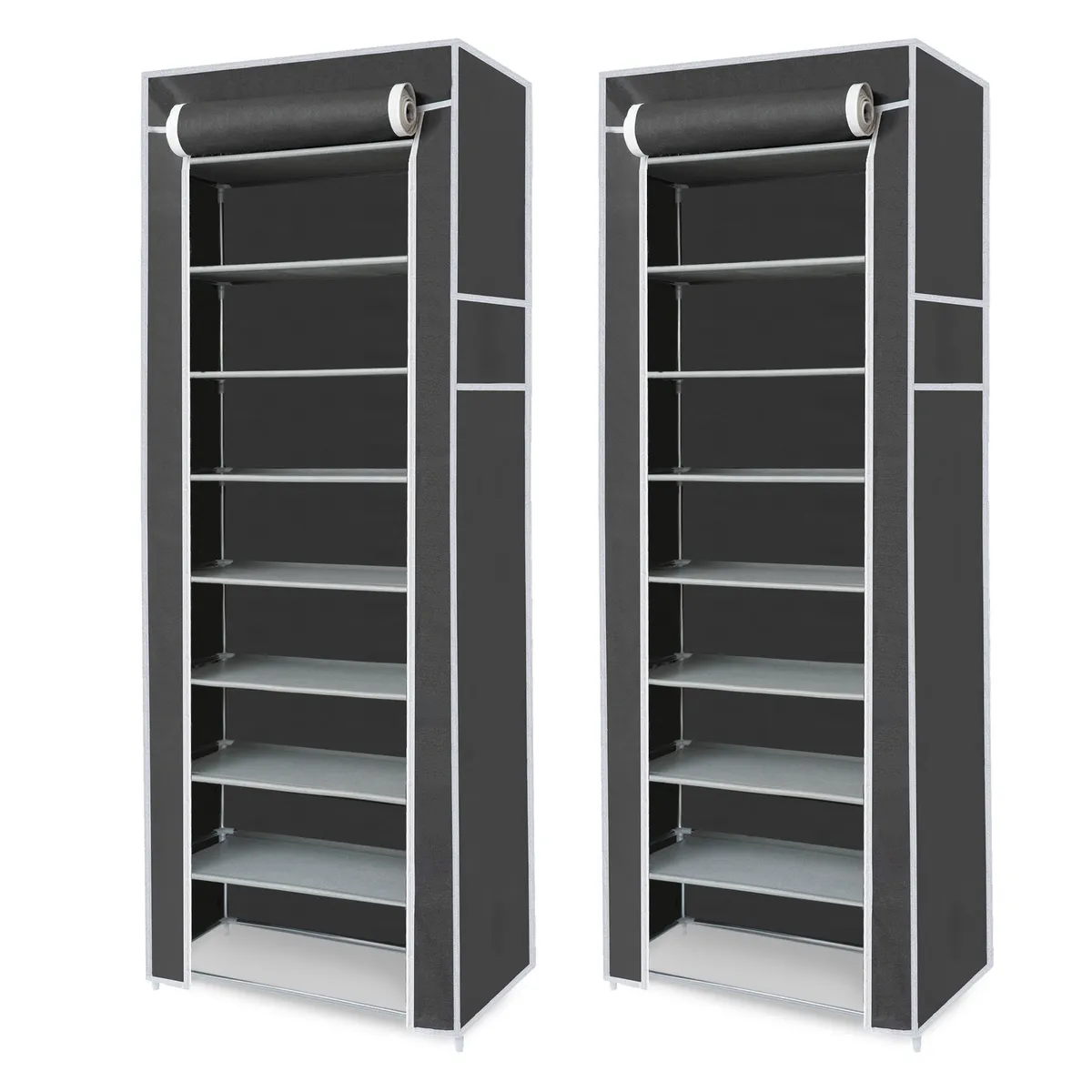 ENERGY PLUS - Set x2 Armario Organizador Zapatos 9 Niveles con Cubierta