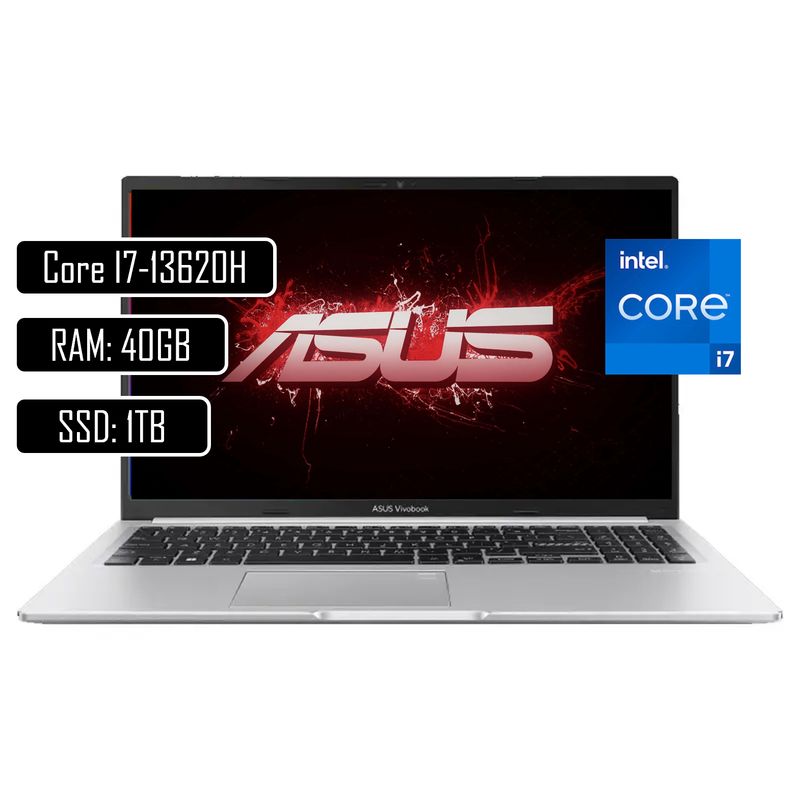 ASUS - PORTATIL ASUS VIVOBOOK  / INTEL CORE I7-13620H / 40GB RAM DDR4 / 1TB SSD M.2