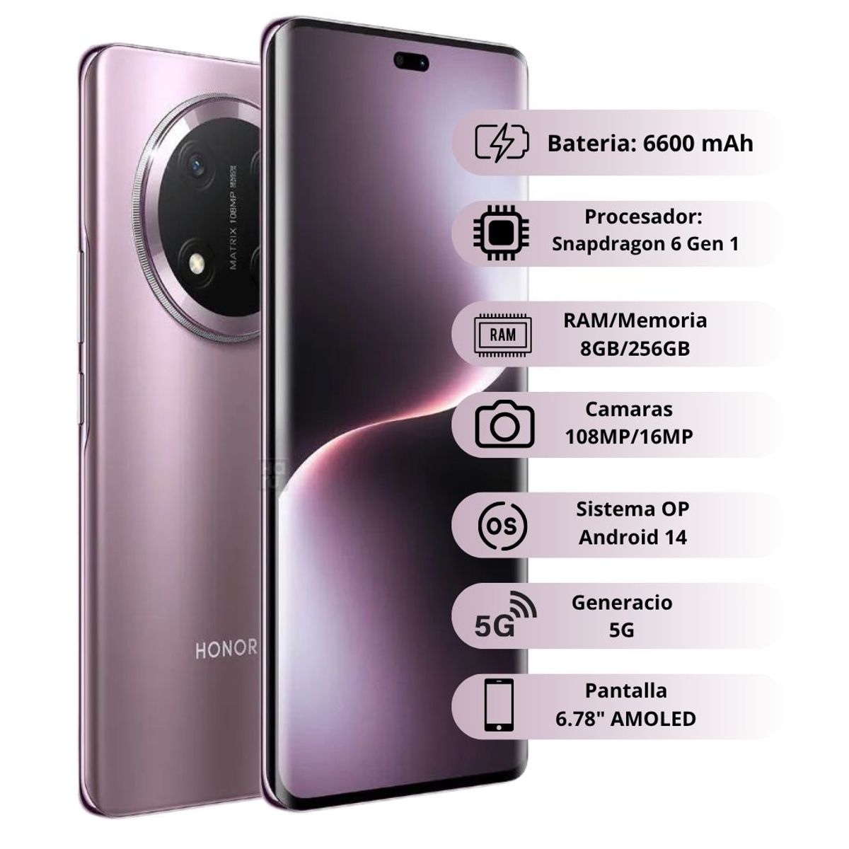 HONOR - Celular HONOR X9c 256GB 8GB Ram 5G - Morado Titanio