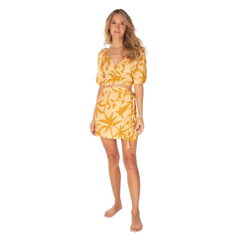 FIORY - Falda Corta Mujer Mostaza Fiory F093