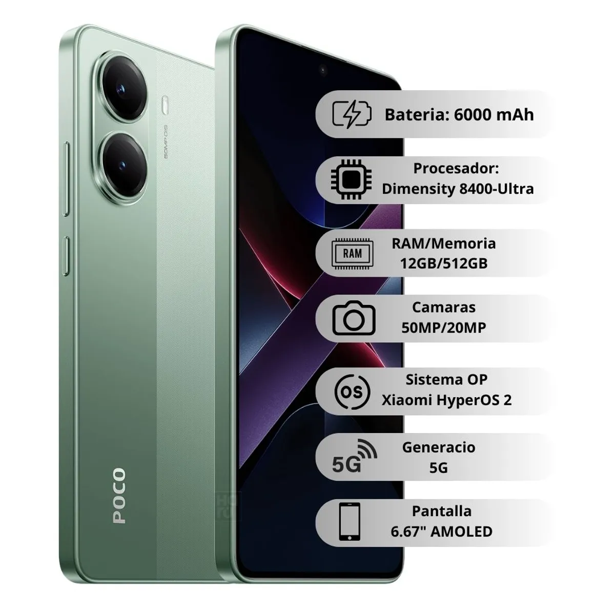 XIAOMI - Celular Xiaomi POCO X7 Pro 5G 512GB12GB - Verde