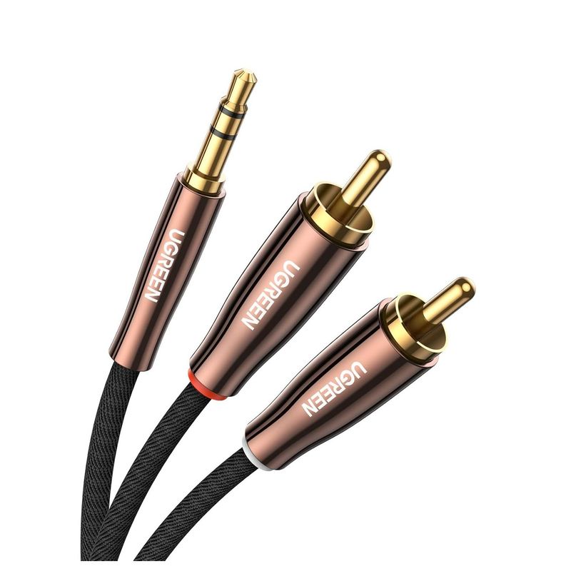 UGREEN - Cable Auxiliar Macho Jack 3.5 mm A 2RCA Hi-Fi Audio Estéreo 2m