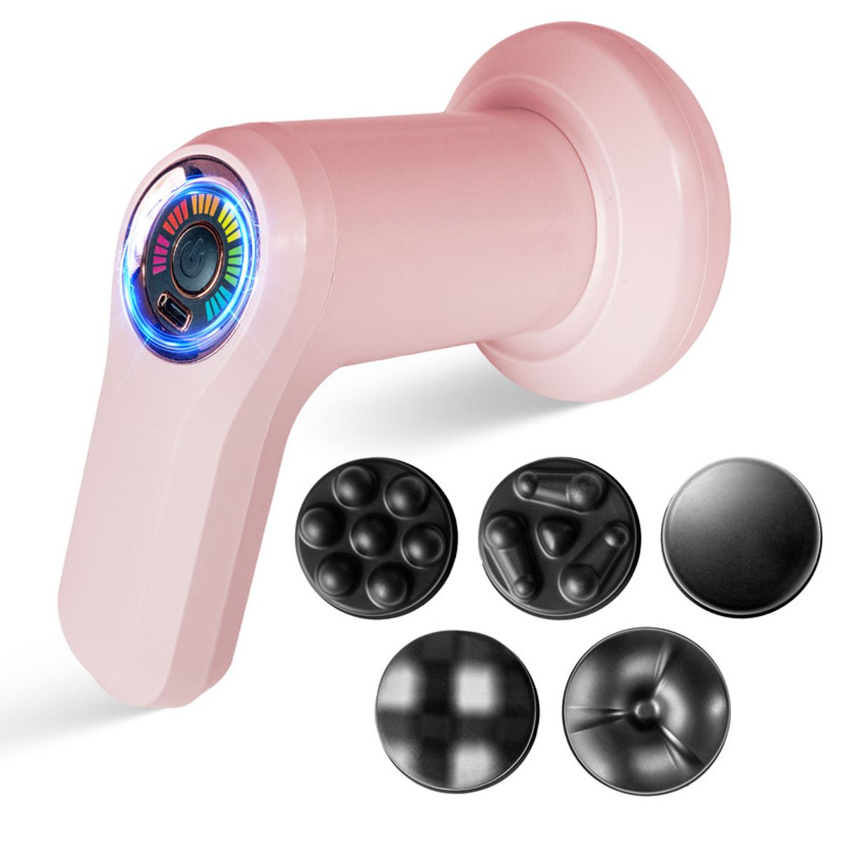 STYLE STARS - Masajeador Vibropercutor Corporal con Carga USB y 5 Cabezas