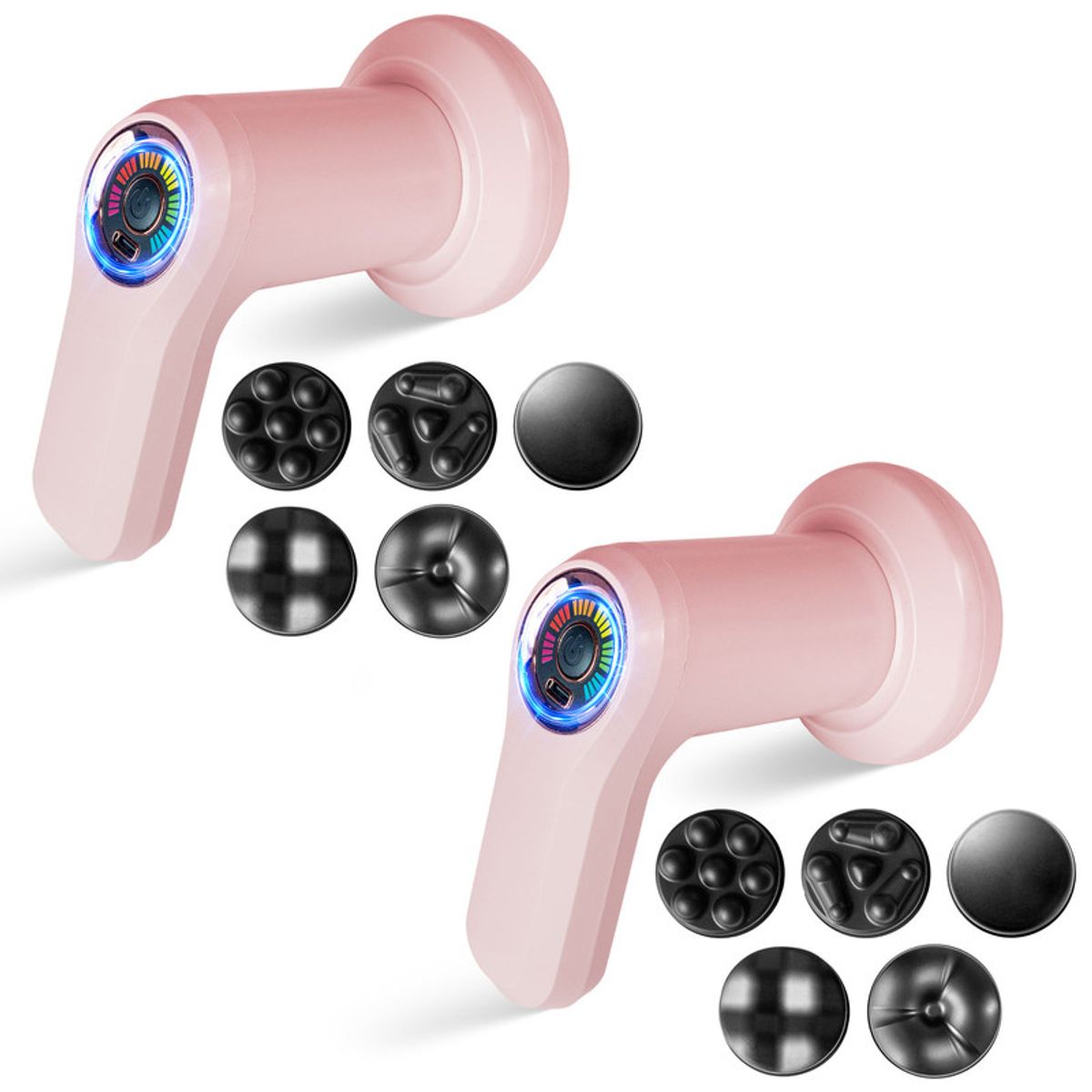 STYLE STARS - Set x2 Masajeador Vibropercutor Corporal Carga USB 5 Cabezas