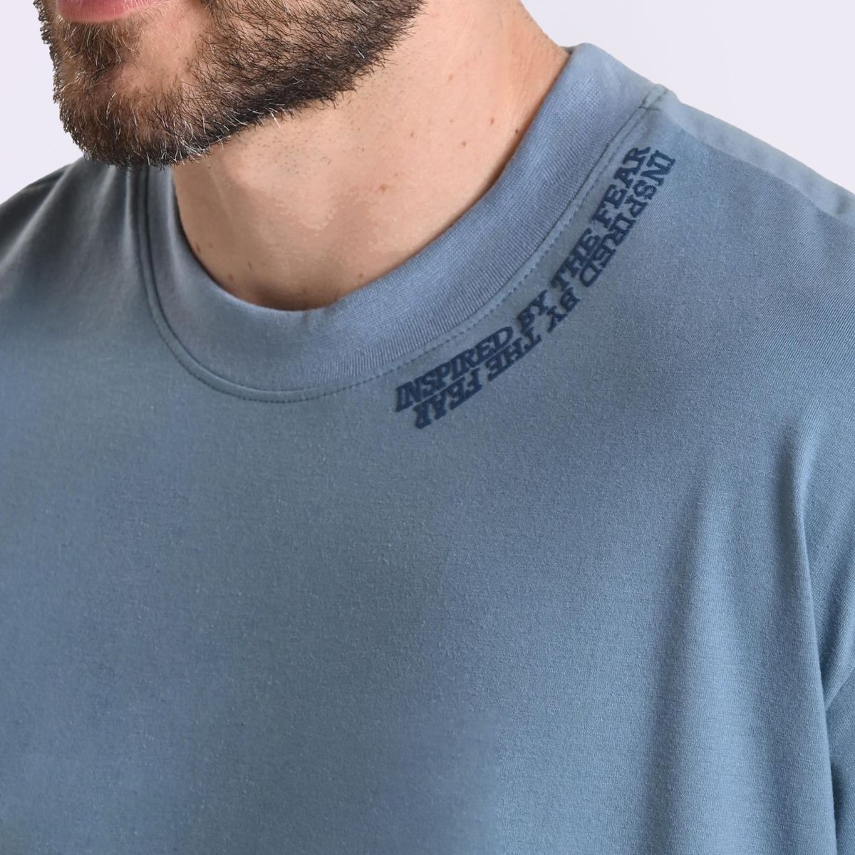 BELIFE - Camiseta manga corta estampada azul para hombre