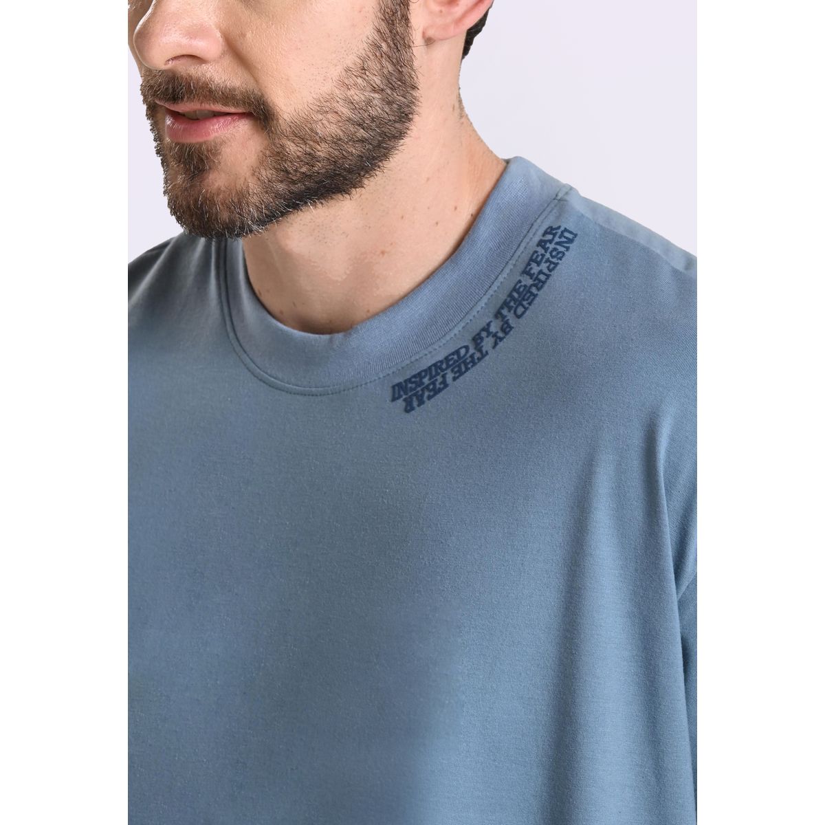 BELIFE - Camiseta manga corta estampada azul para hombre