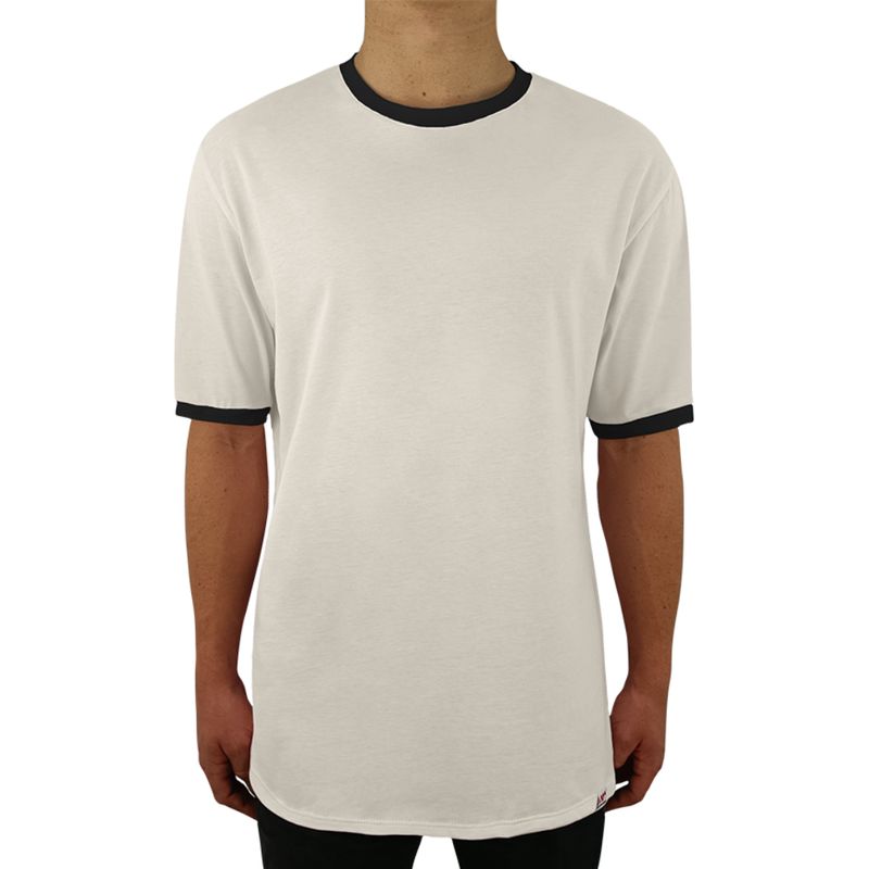 FUERA DEL MOLDE - Camiseta Clásica Básica Premium Bicolor Unisex Hueso Negro