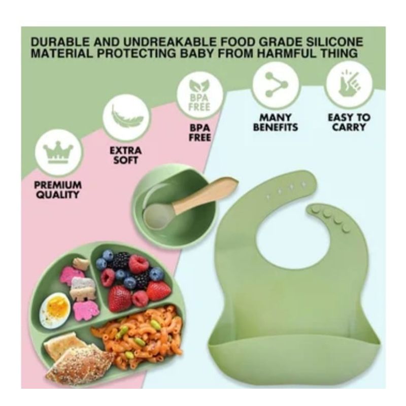 GENERICO - Vajillas para bebe  BPA FREE silicona azul