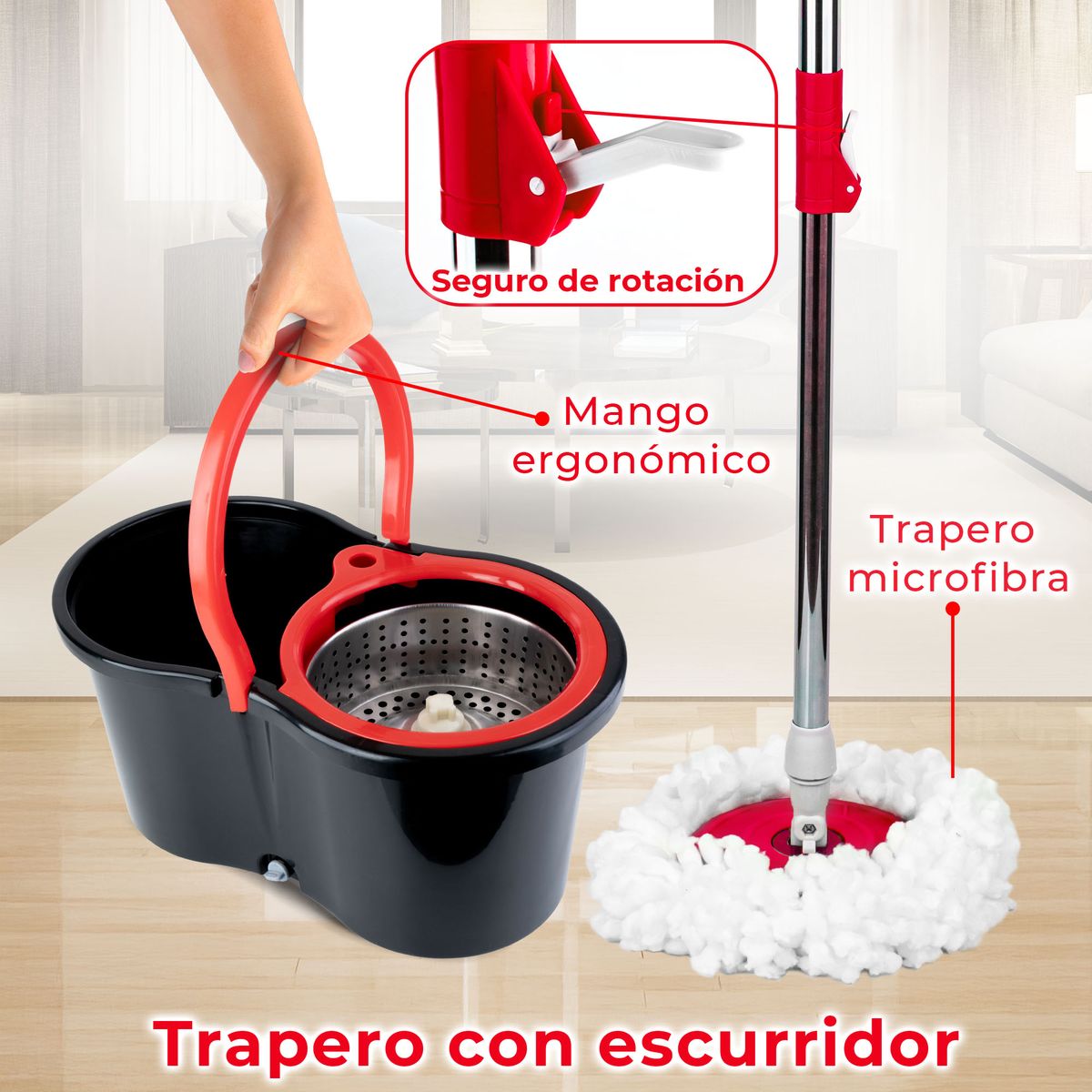 ENERGY PLUS - Trapero Mágico Autoescurrible Mopas de Microfibra Ecológica
