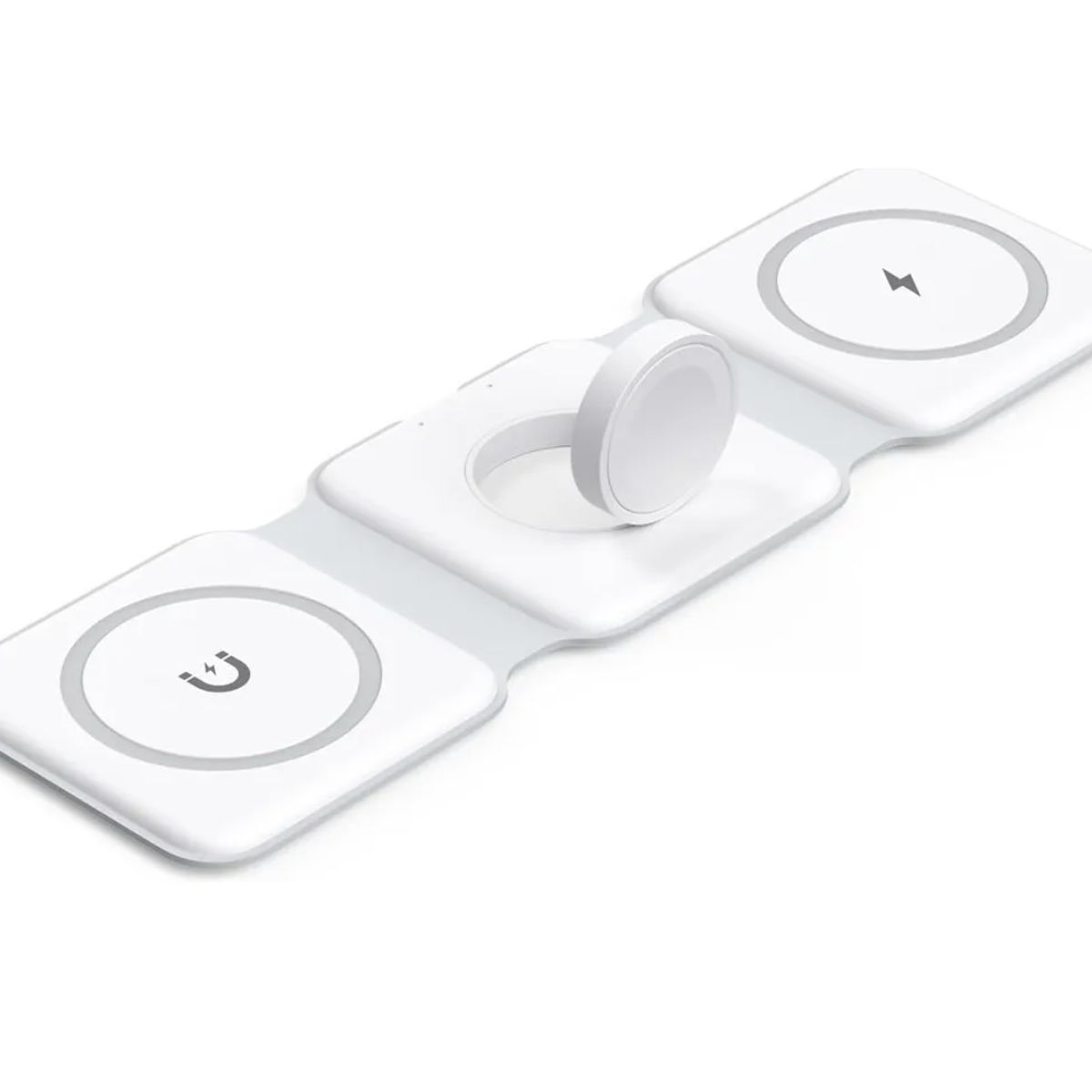 GENERICO - Cargador Viajero Magsafe Trio Charger Wireless + Cable C A C Blanco