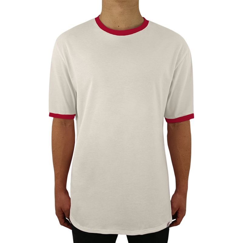 FUERA DEL MOLDE - Camiseta Clásica Básica Premium Bicolor Unisex Hueso Rojo