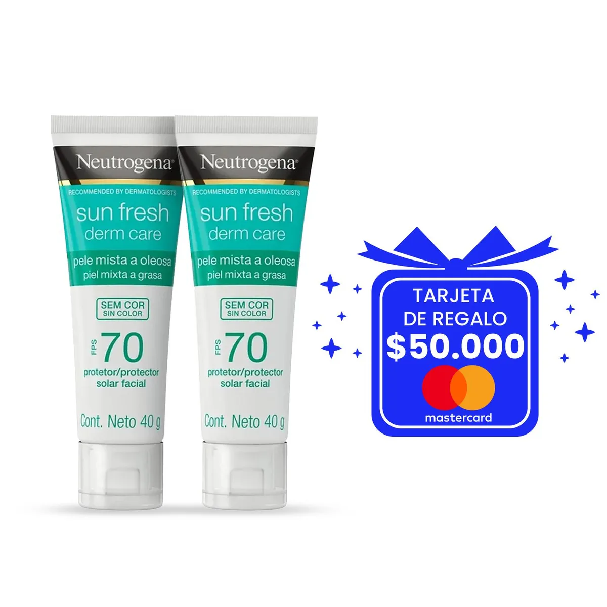 NEUTROGENA - Protector Solar Facial Neutrogena® Sin Color Fps 70 40g X2