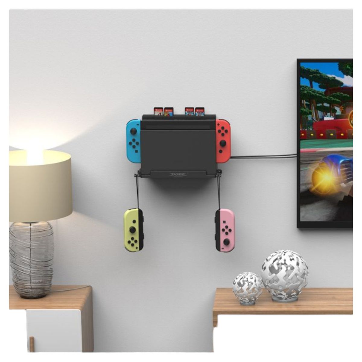 DOBE - Soporte Pared Base Para Switch Dock + 2 Soporte Controles