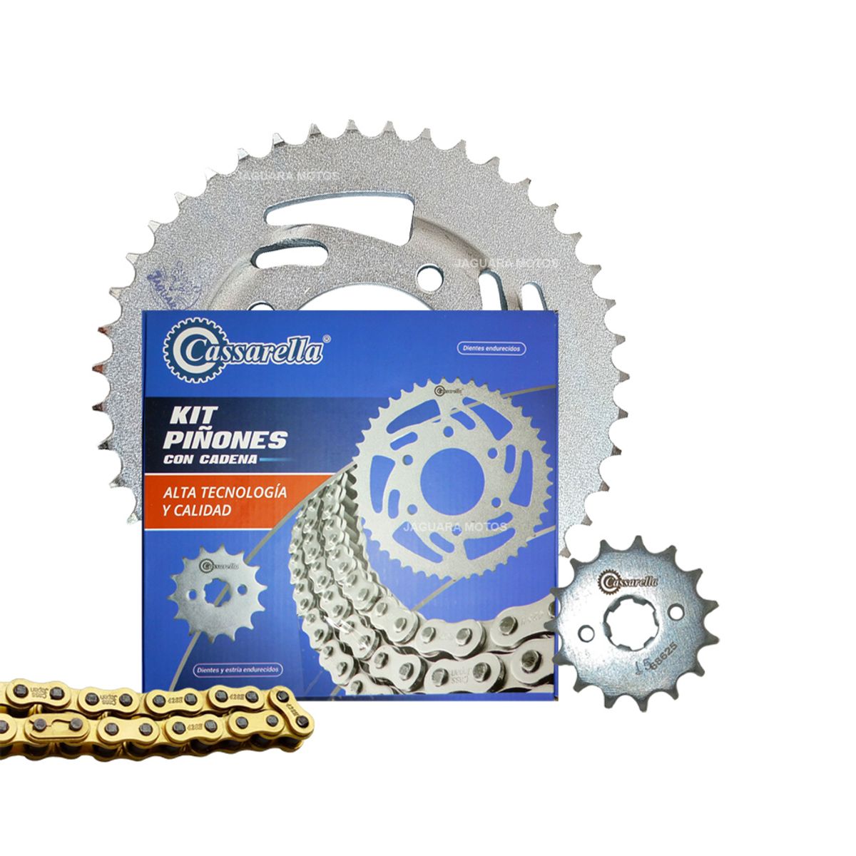 GENERICO - Kit Arrastre Hero Splendor 100 Cadena Dorada Cassarella