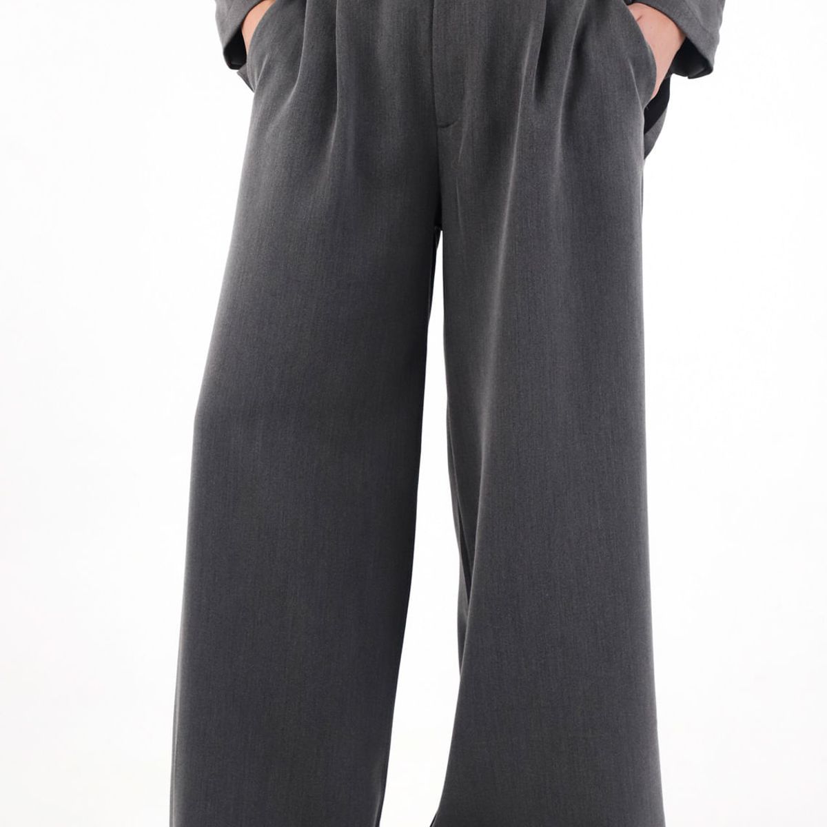 TENNIS - Pantalón Wide Leg tela tipo sastre gris para mujer