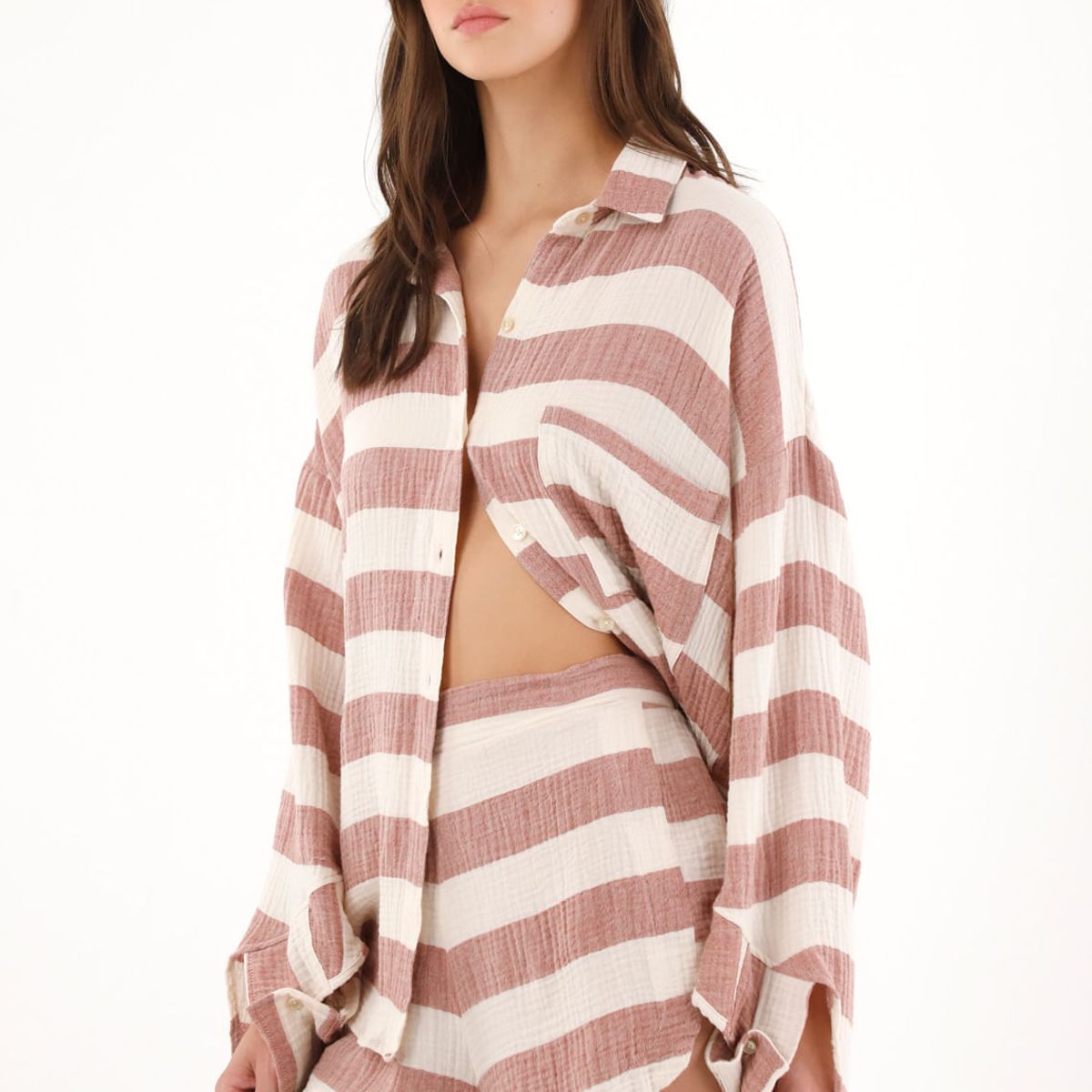 TENNIS - Short con diseño estampado a rayas rosadas para mujer