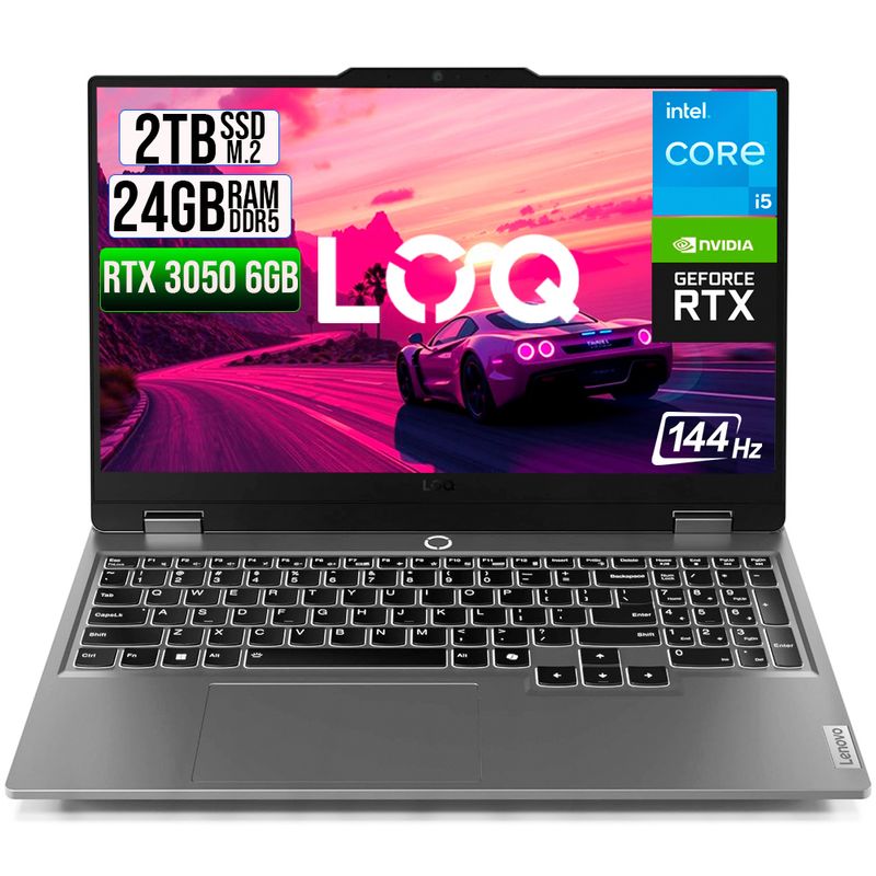 LENOVO - PORTATIL LENOVO LOQ 15IAX9 INTEL CORE I5 12450HX SSD 2TB RAM 24GB RTX 3050 6GB