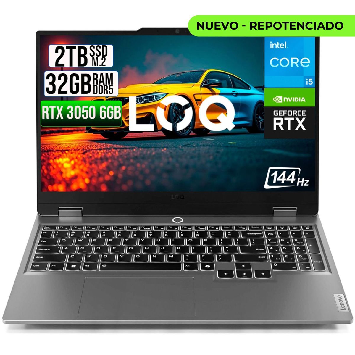 LENOVO - PORTATIL LENOVO LOQ 15IAX9 INTEL CORE I5 12450HX SSD 2TB RAM 32GB RTX 3050 6GB