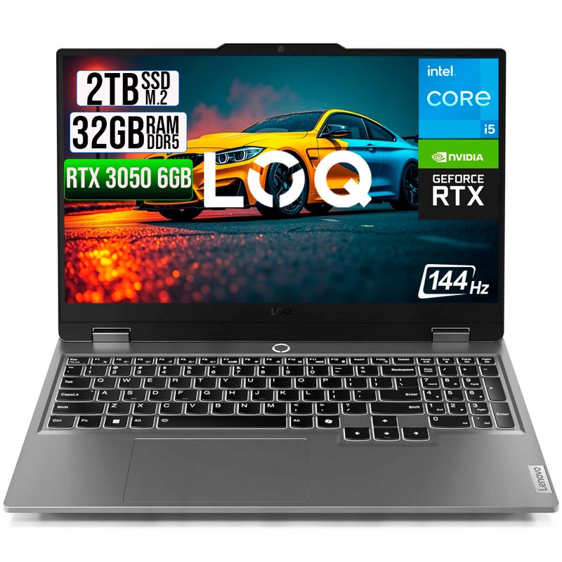 LENOVO - PORTATIL LENOVO LOQ 15IAX9 INTEL CORE I5 12450HX SSD 2TB RAM 32GB RTX 3050 6GB