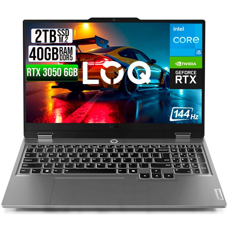 LENOVO - PORTATIL LENOVO LOQ 15IAX9 INTEL CORE I5 12450HX SSD 2TB RAM 40GB RTX 3050 6GB