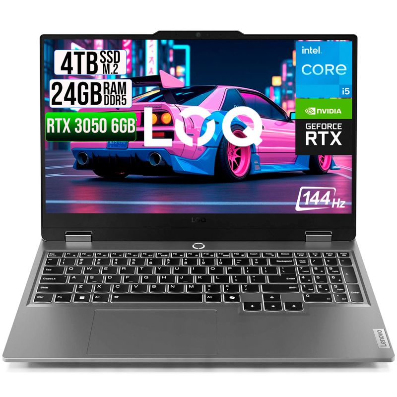 LENOVO - PORTATIL LENOVO LOQ 15IAX9 INTEL CORE I5 12450HX SSD 4TB RAM 24GB RTX 3050 6GB
