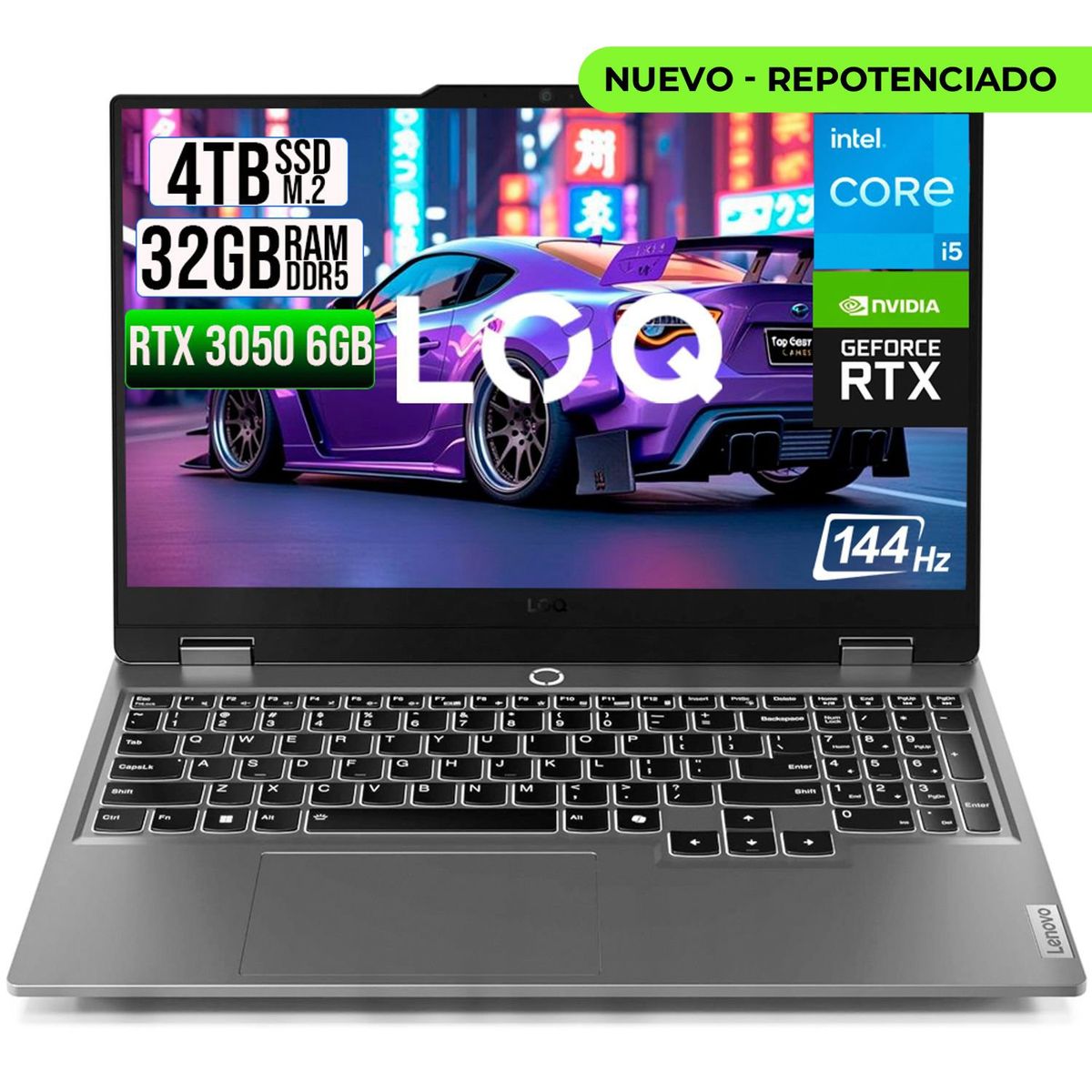 LENOVO - PORTATIL LENOVO LOQ 15IAX9 INTEL CORE I5 12450HX SSD 4TB RAM 32GB RTX 3050 6GB