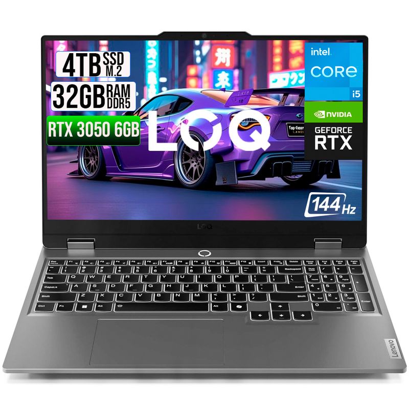 LENOVO - PORTATIL LENOVO LOQ 15IAX9 INTEL CORE I5 12450HX SSD 4TB RAM 32GB RTX 3050 6GB