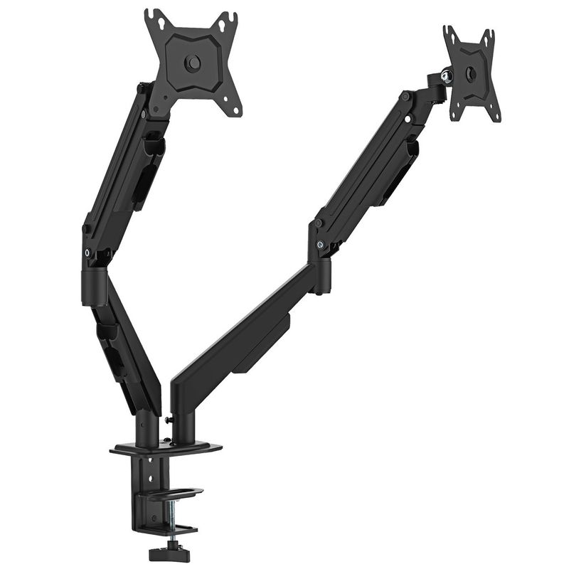 KLIP XTREME - Brazo Soporte Doble Monitor 13 a 32 Pulgadas con Mecanismo de Resortes