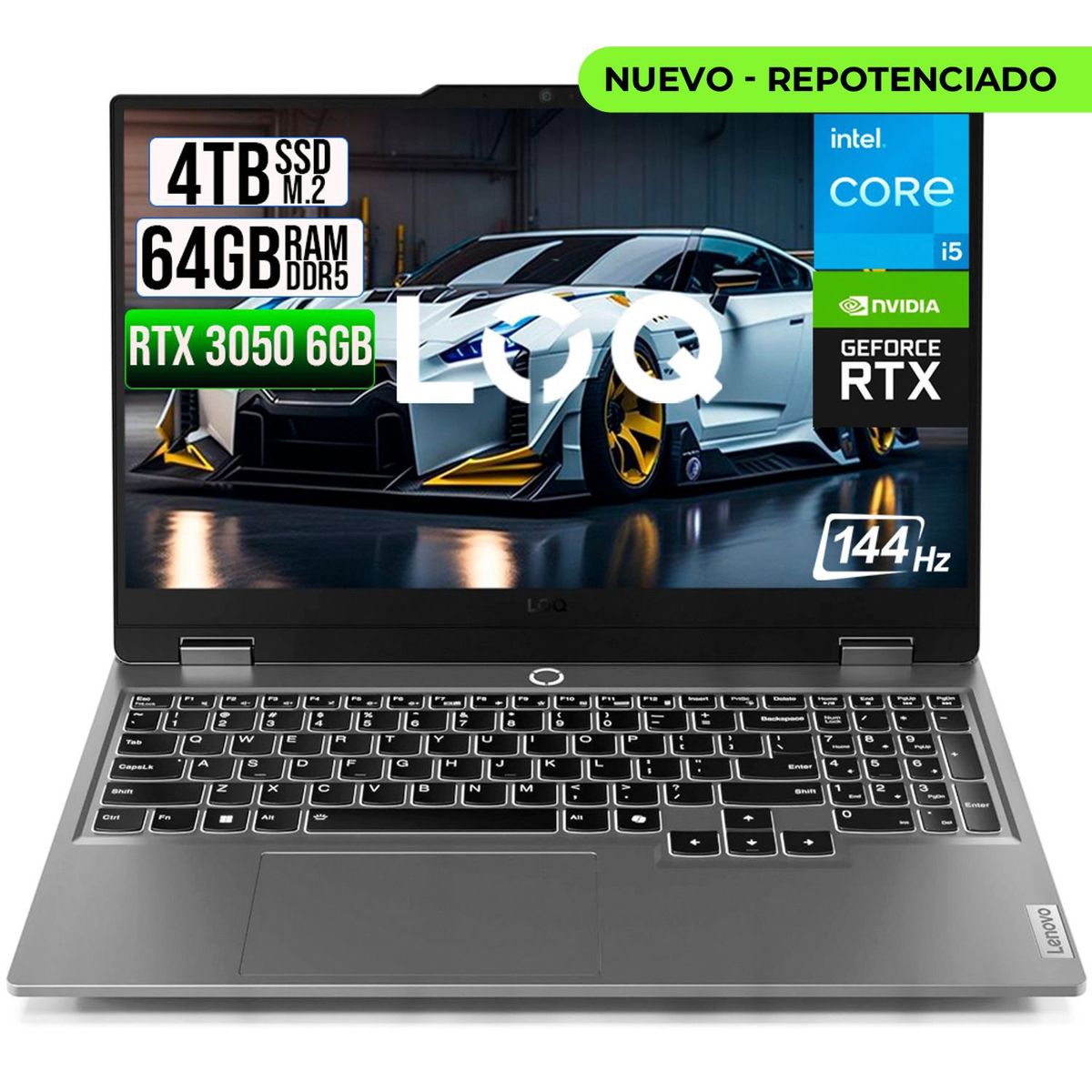 LENOVO - PORTATIL LENOVO LOQ 15IAX9 INTEL CORE I5 12450HX SSD 4TB RAM 64GB RTX 3050 6GB