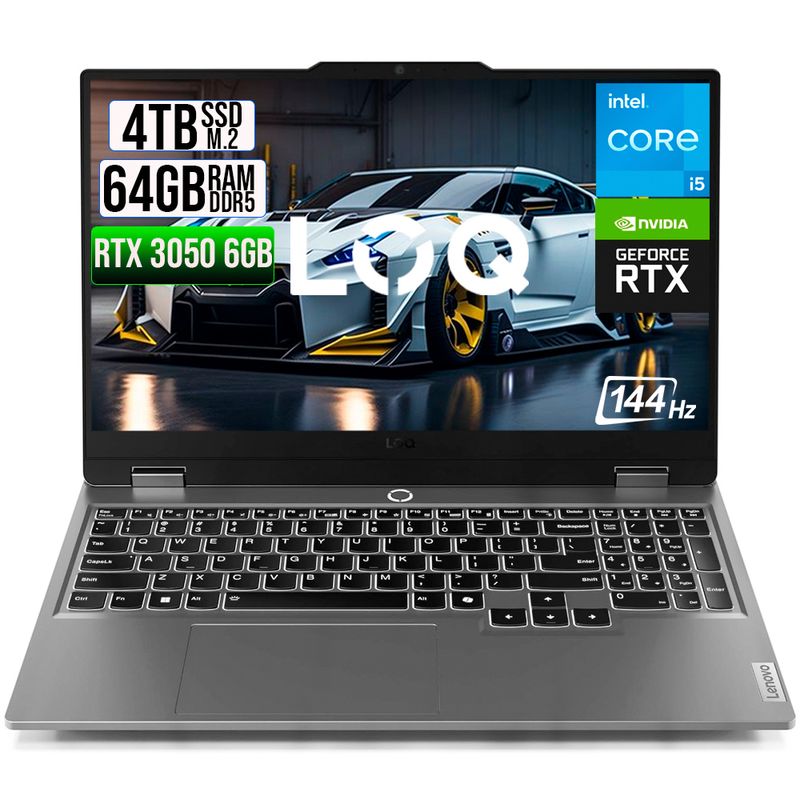 LENOVO - PORTATIL LENOVO LOQ 15IAX9 INTEL CORE I5 12450HX SSD 4TB RAM 64GB RTX 3050 6GB
