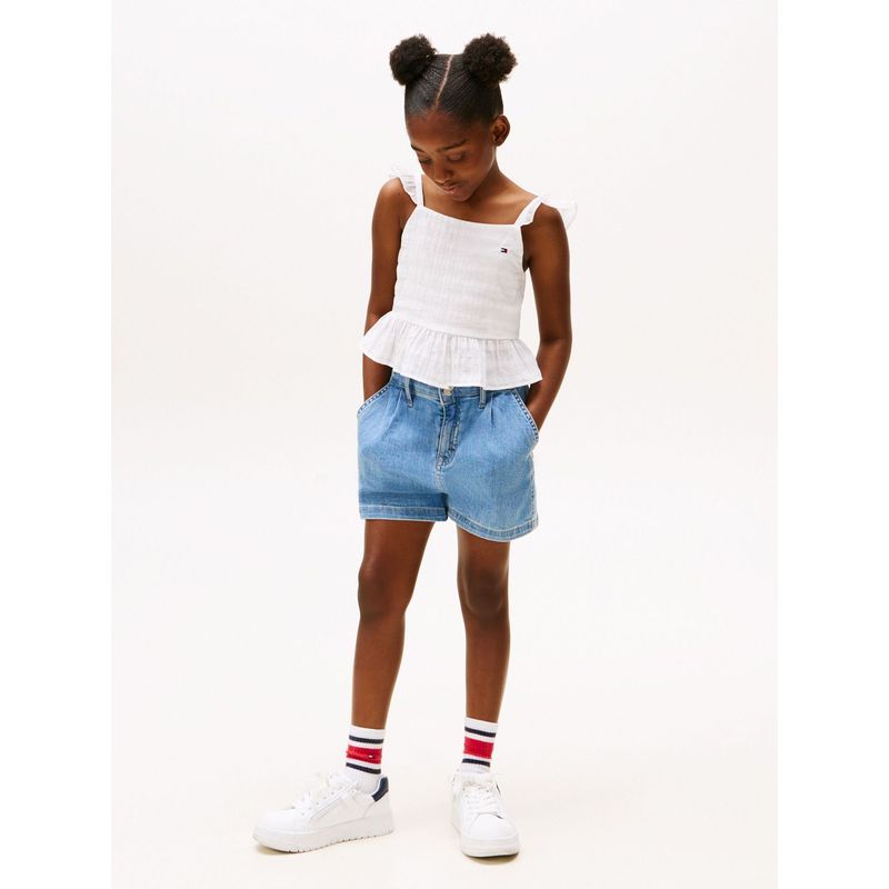 TOMMY HILFIGER - Top blanco texturizado con volantes Tommy Hilfiger