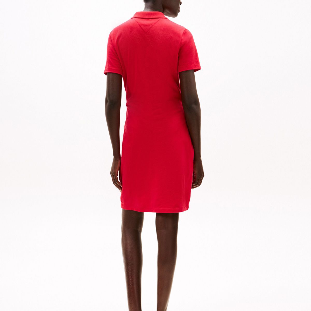 TOMMY HILFIGER - Vestido rojo tipo polo con cuello en V abierto Tommy Hilfiger